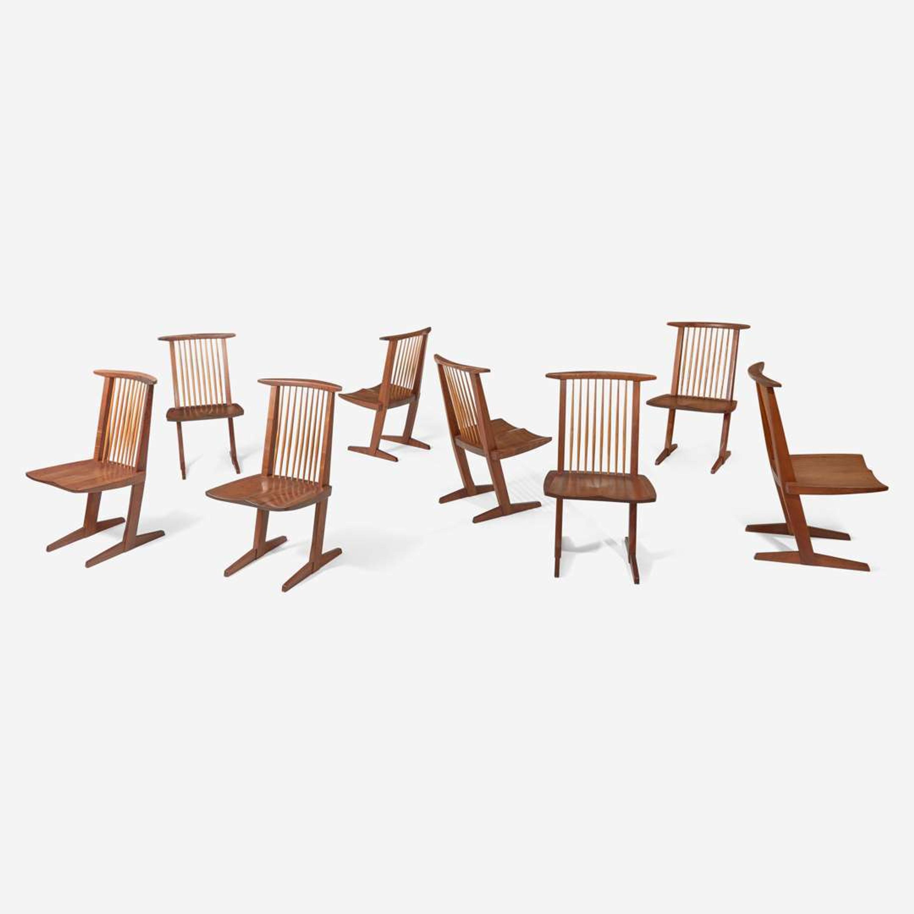 George Nakashima (American, 1905-1990) Set of Eight "Conoid" Dining Chairs, New Hope, Pennsylvania, 1972-75