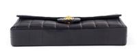 A Chanel Black Lambskin Chocolate Bar Flap Handbag, 10.5" x 5.5" x 1.5"; Strap drop: 12".
