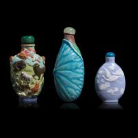 Three Chinese Porcelain Snuff Bottles, Late 19th-Early 20th Century