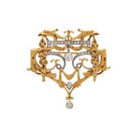 ART NOUVEAU, YELLOW GOLD, PLATINUM, AND DIAMOND PENDANT/BROOCH