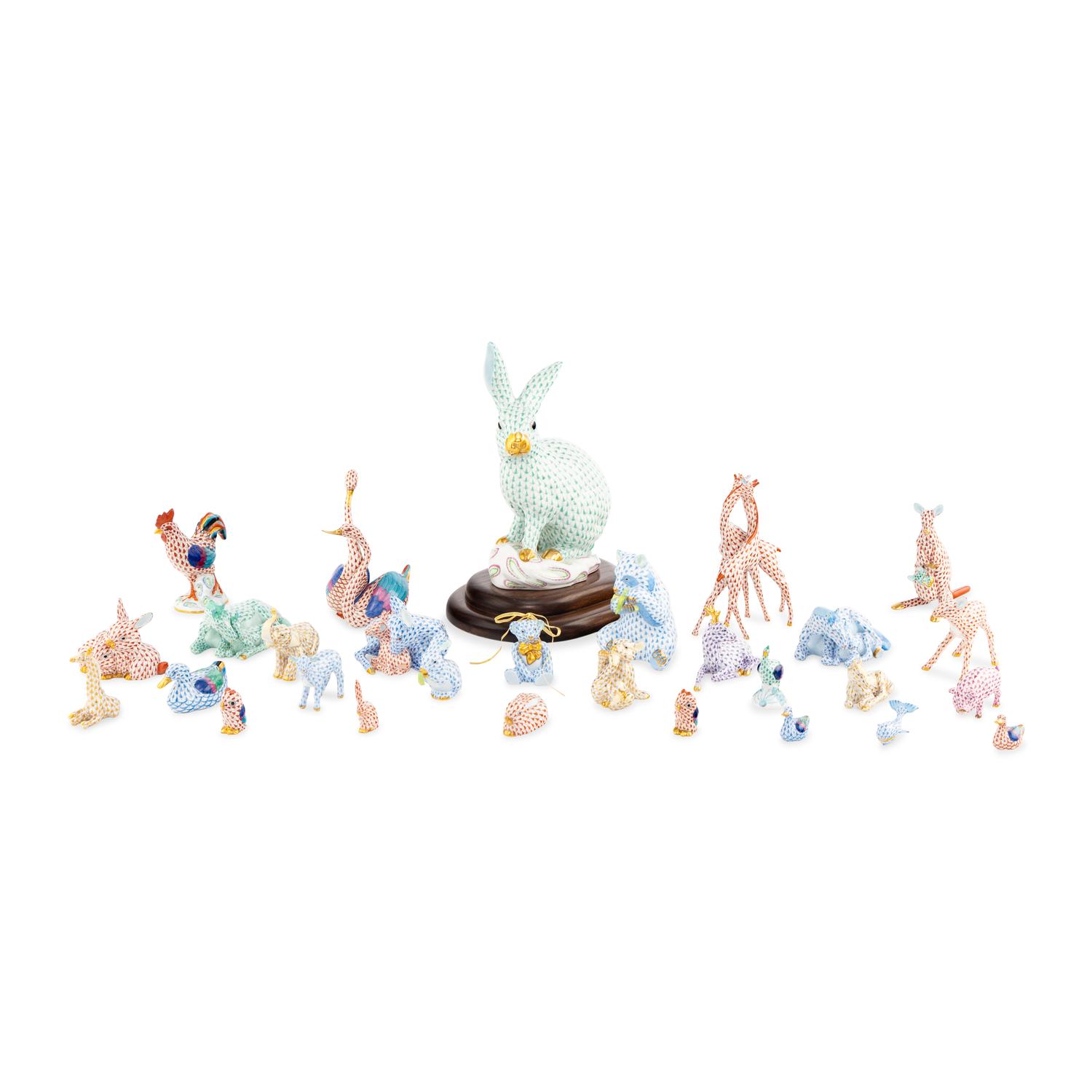 A Group of Twenty-Nine Herend Fishnet Animal Figures