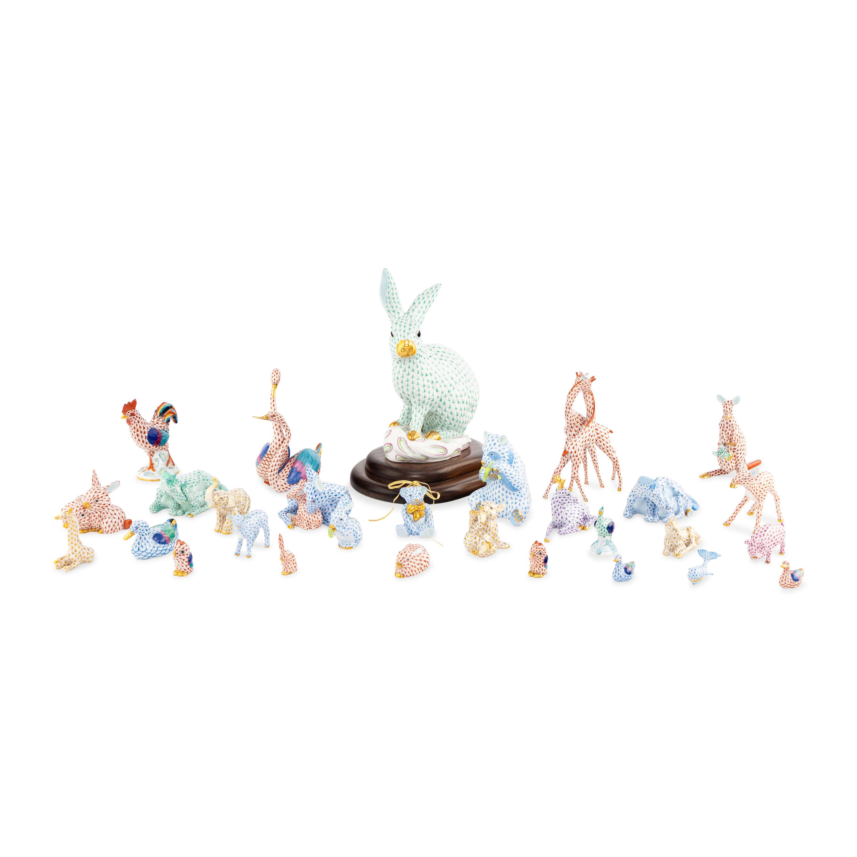 A Group of Twenty-Nine Herend Fishnet Animal Figures