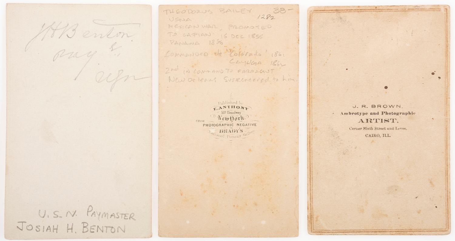 [CIVIL WAR]. A group of 3 CDVs of Brown Water Navy officers, incl. Josiah Benton, USS Osage .