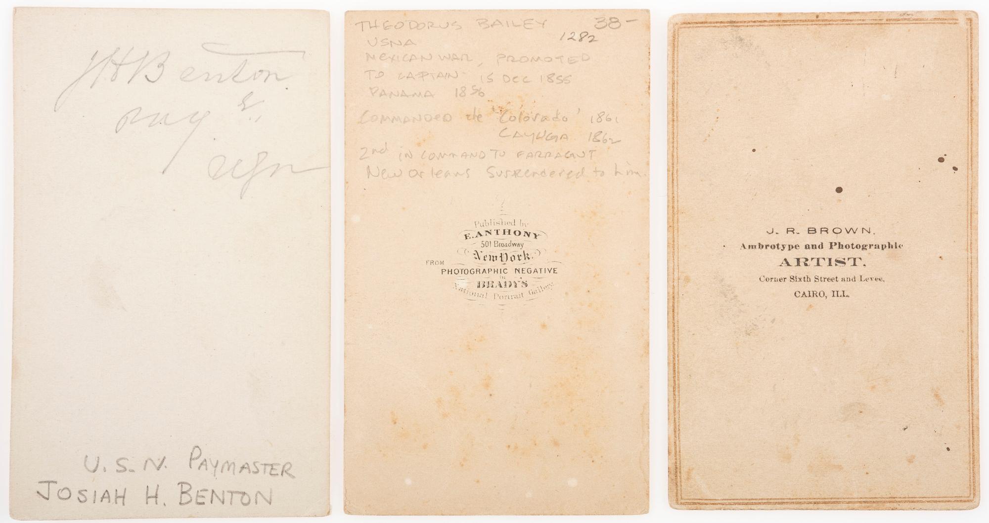 [CIVIL WAR]. A group of 3 CDVs of Brown Water Navy officers, incl. Josiah Benton, USS Osage .