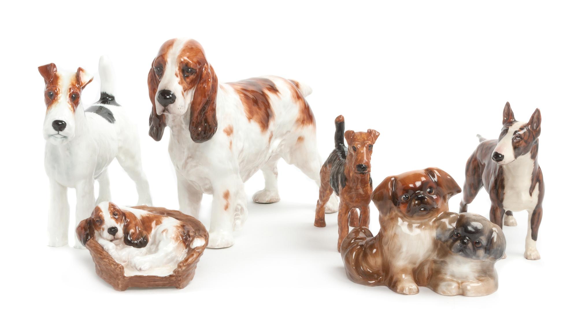 Six Royal Doulton Porcelain Figures or Figural Groups Width of widest 9 1/2 inches. — 20TH CENTURY