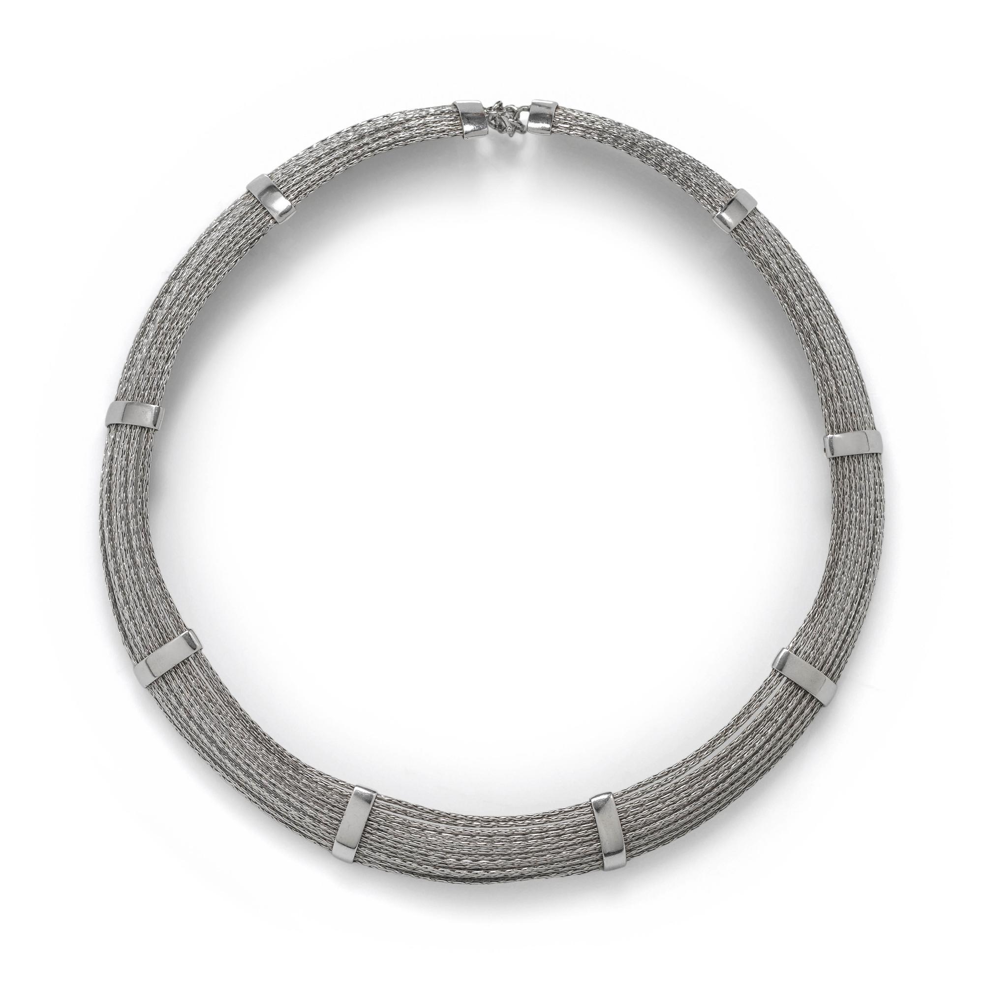 WHITE GOLD MULTI STRAND COLLAR NECKLACE