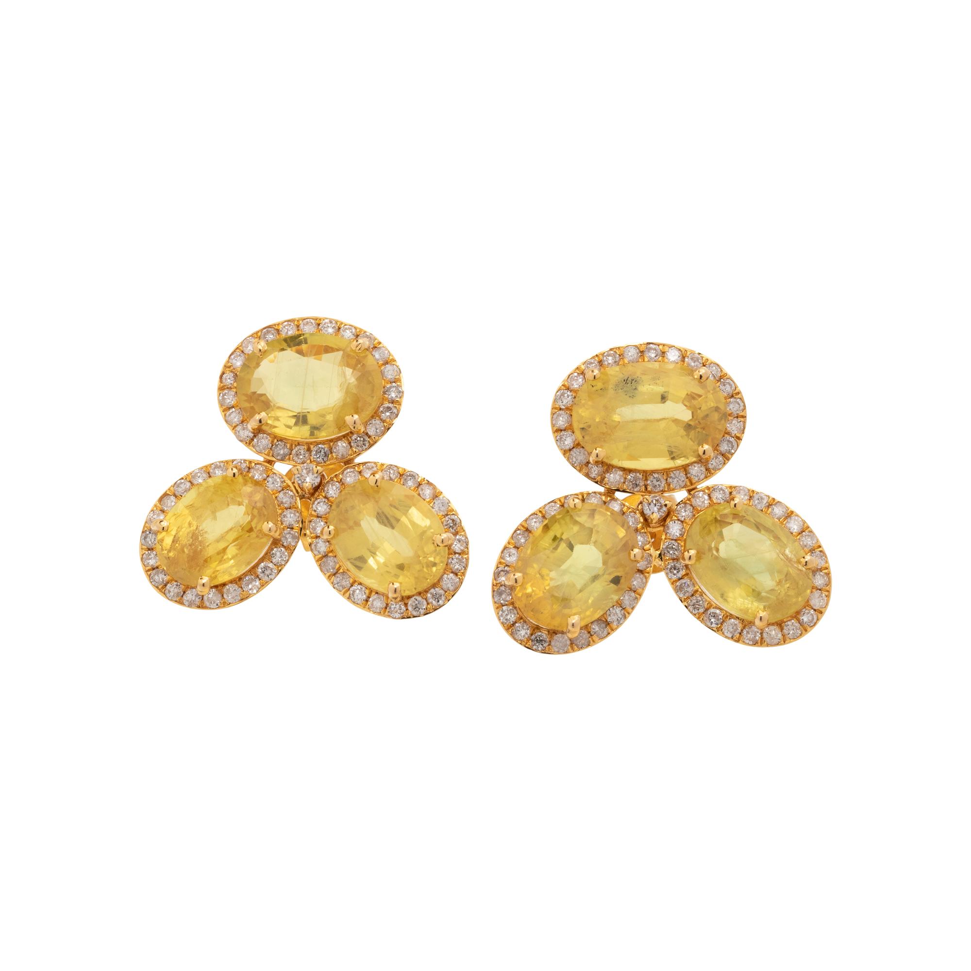 YELLOW SAPPHIRE AND DIAMOND EARRINGS