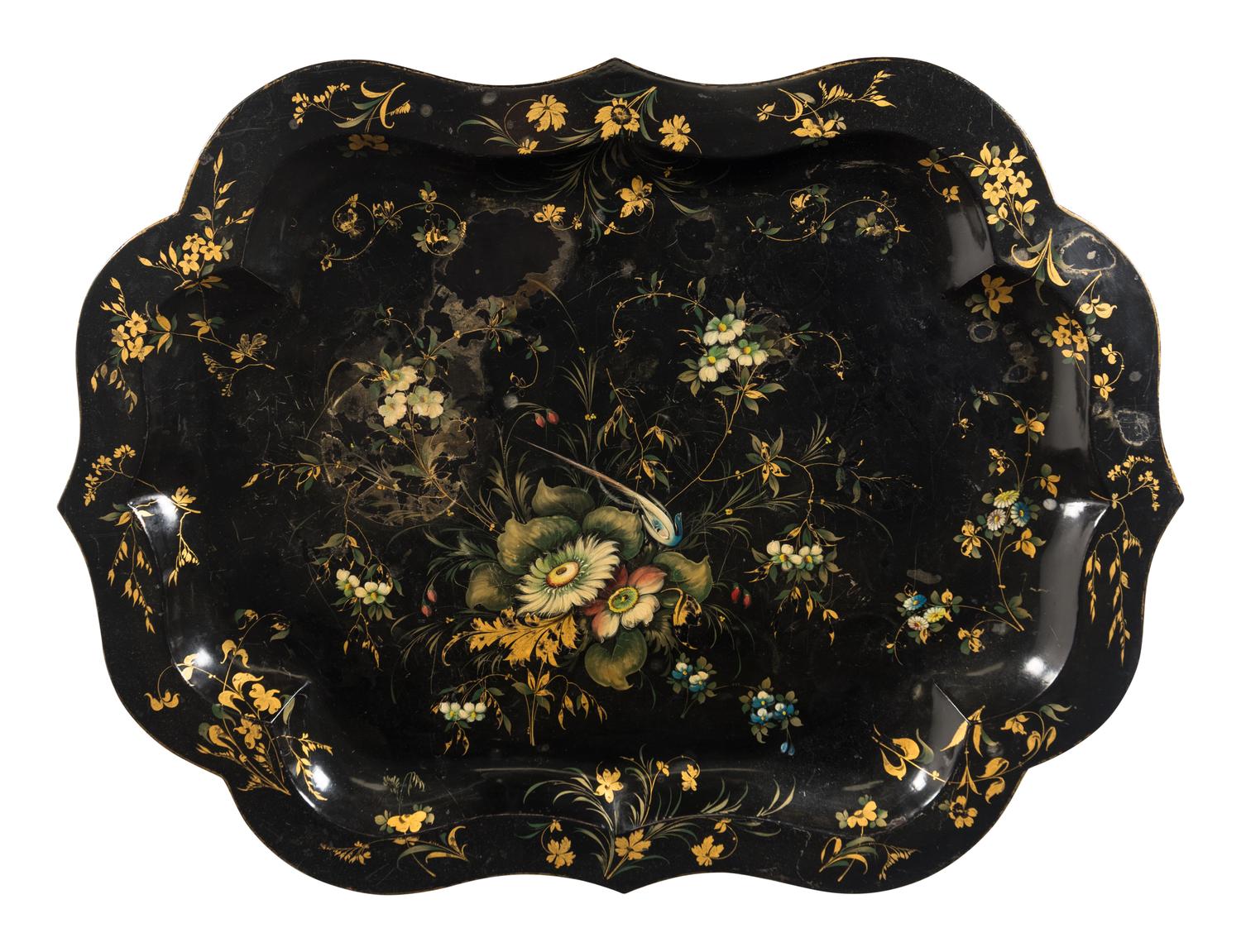 An English Tole Tray on Later Stand