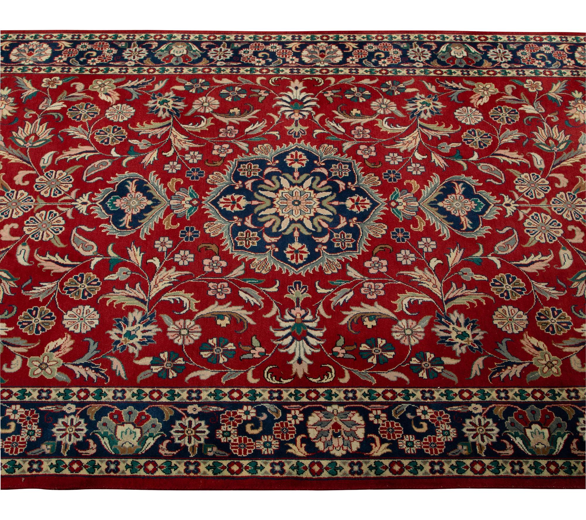 A Indian Persian Style Wool Gallery Carpet