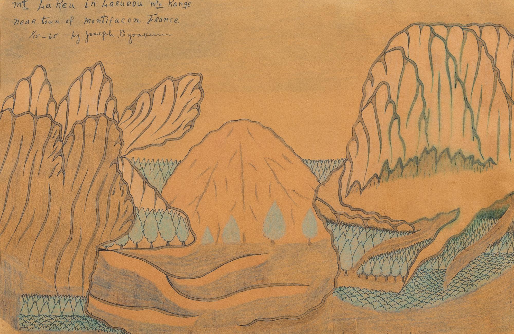 Joseph Yoakum, (American, 1886-1972), Mt La Reu in Laredu Mtn Range near town of Montifacon France, 1965