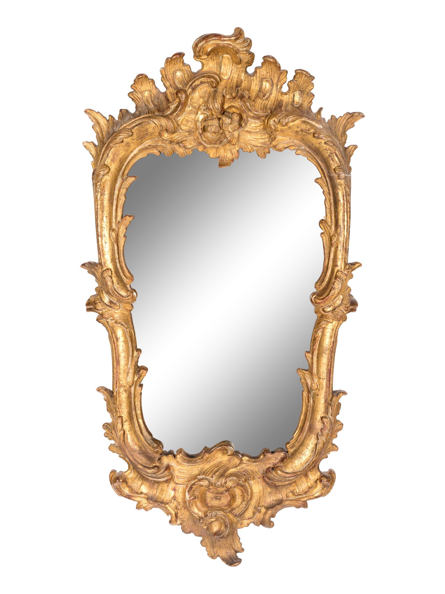 A Pair of Italian Baroque Style Giltwood Mirrors