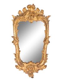 A Pair of Italian Baroque Style Giltwood Mirrors