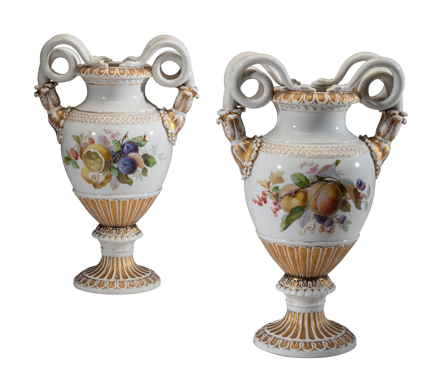 A Pair of Meissen Porcelain Urns