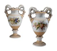 A Pair of Meissen Porcelain Urns