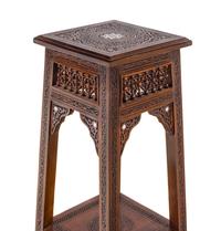 A Pair of Syrian Mother-of-Pearl Inlaid Walnut Side Tables