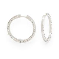 DIAMOND AND WHITE GOLD INSIDE-OUT HOOP EARRINGS
