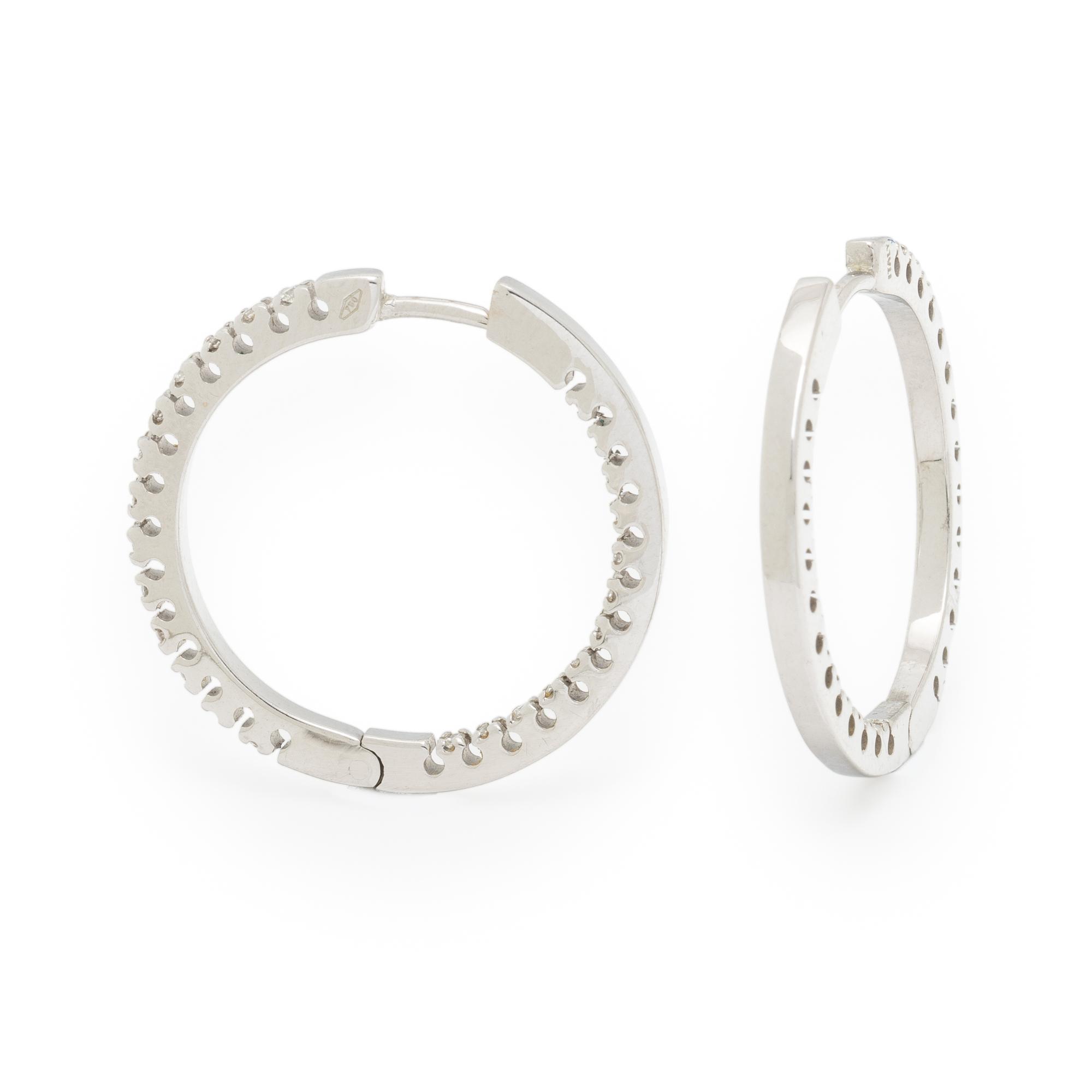 DIAMOND AND WHITE GOLD INSIDE-OUT HOOP EARRINGS