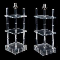 A Pair of Modernist Acrylic and Chrome Lamps