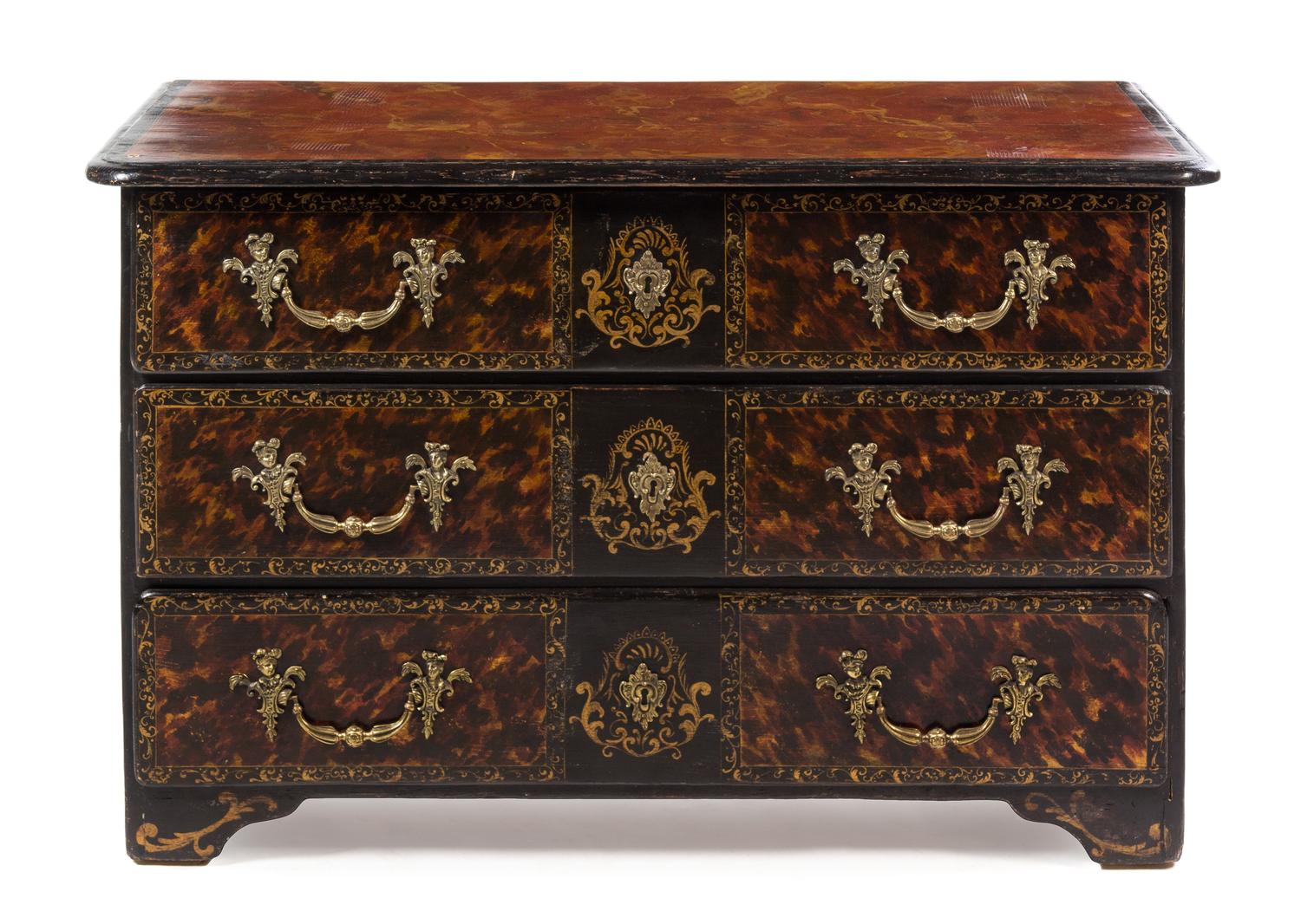 A French Trompe l'Oeil Chest of Drawers Height 29 1/2 x width 46 3/4 x depth 21 inches. — LATE 19TH/EARLY 20TH CENTURY