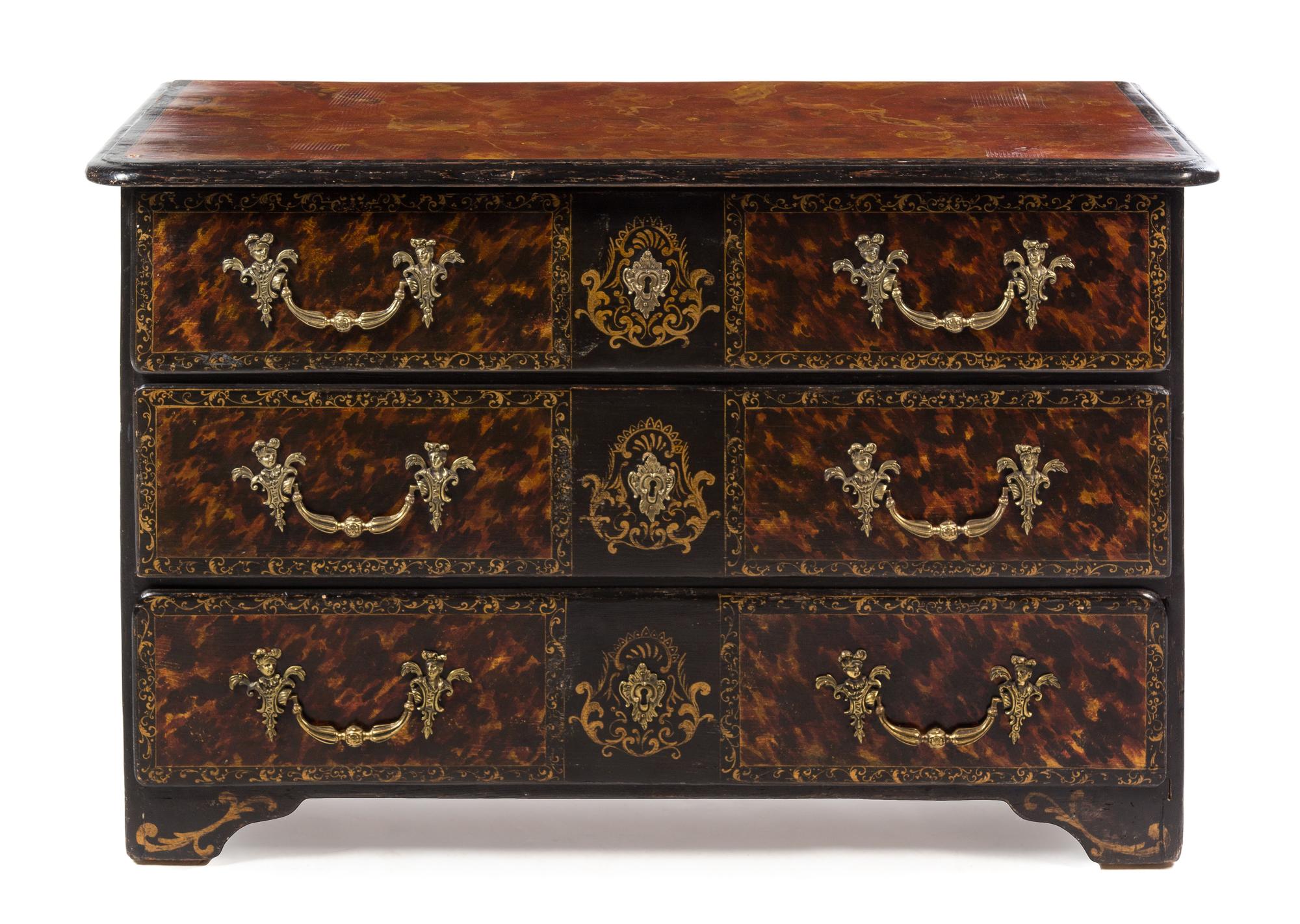 A French Trompe l'Oeil Chest of Drawers Height 29 1/2 x width 46 3/4 x depth 21 inches. — LATE 19TH/EARLY 20TH CENTURY