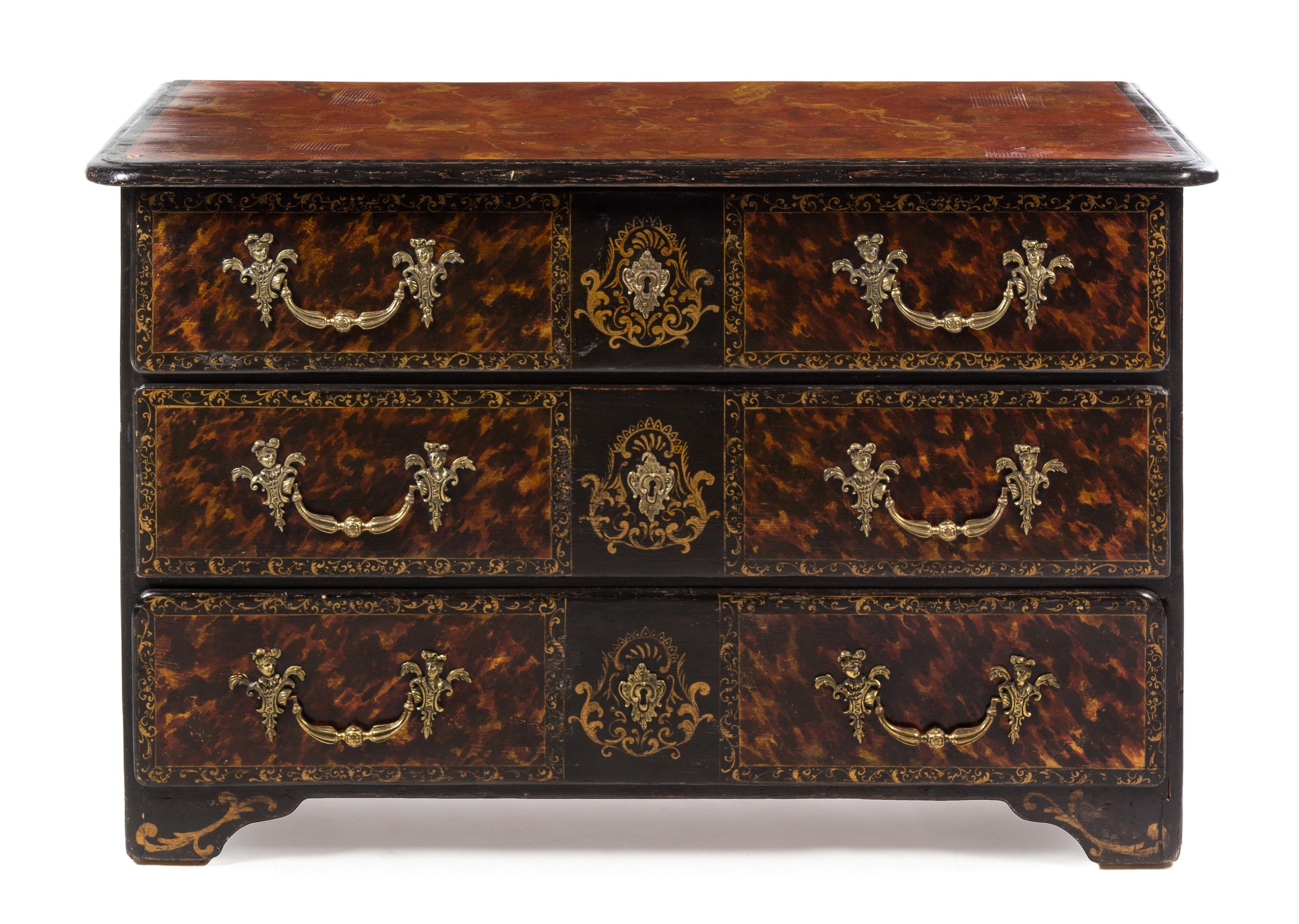 A French Trompe l'Oeil Chest of Drawers Height 29 1/2 x width 46 3/4 x depth 21 inches. — LATE 19TH/EARLY 20TH CENTURY