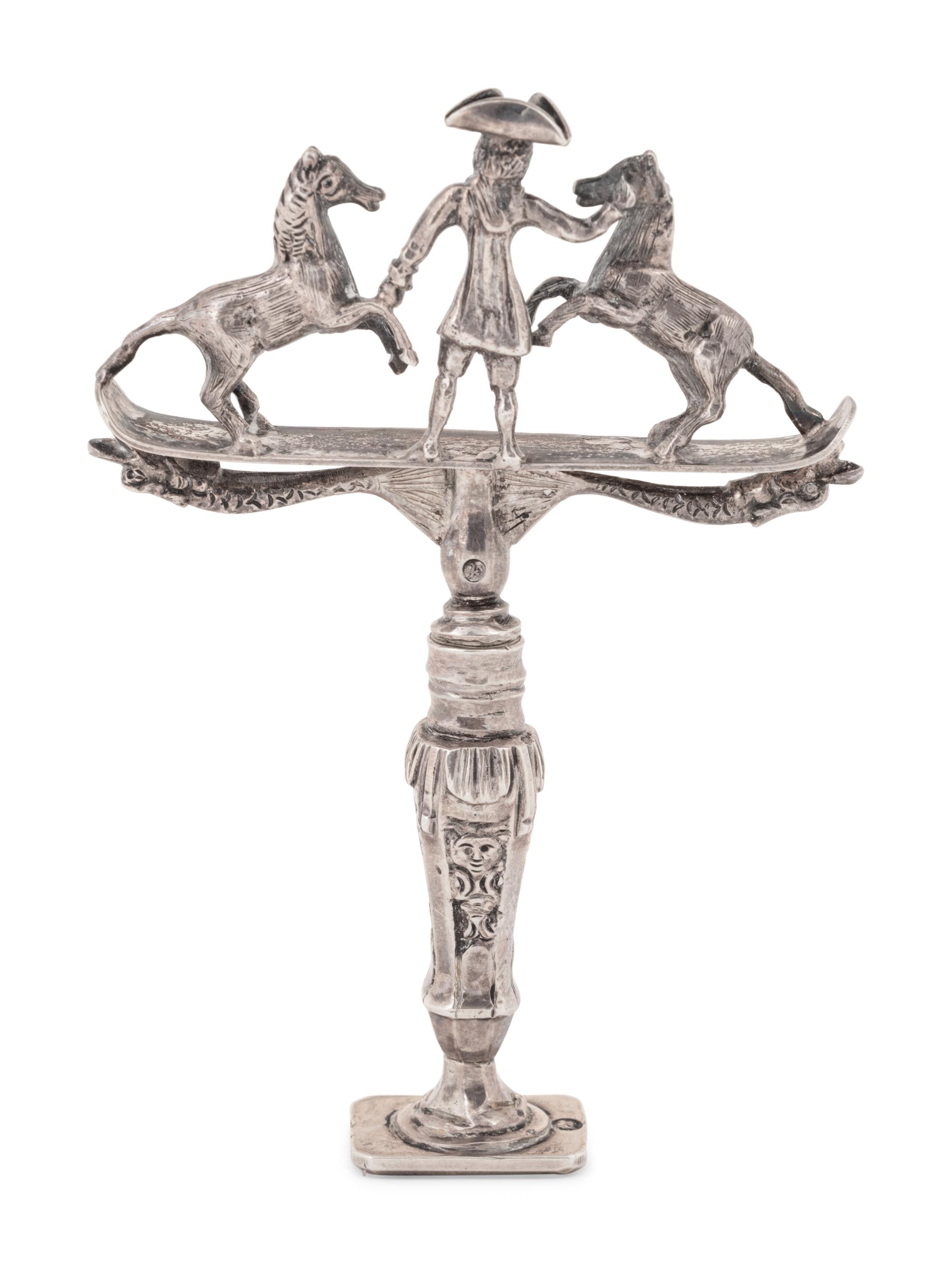 A Dutch Silver Figural Concealed Corkscrew Desk Seal