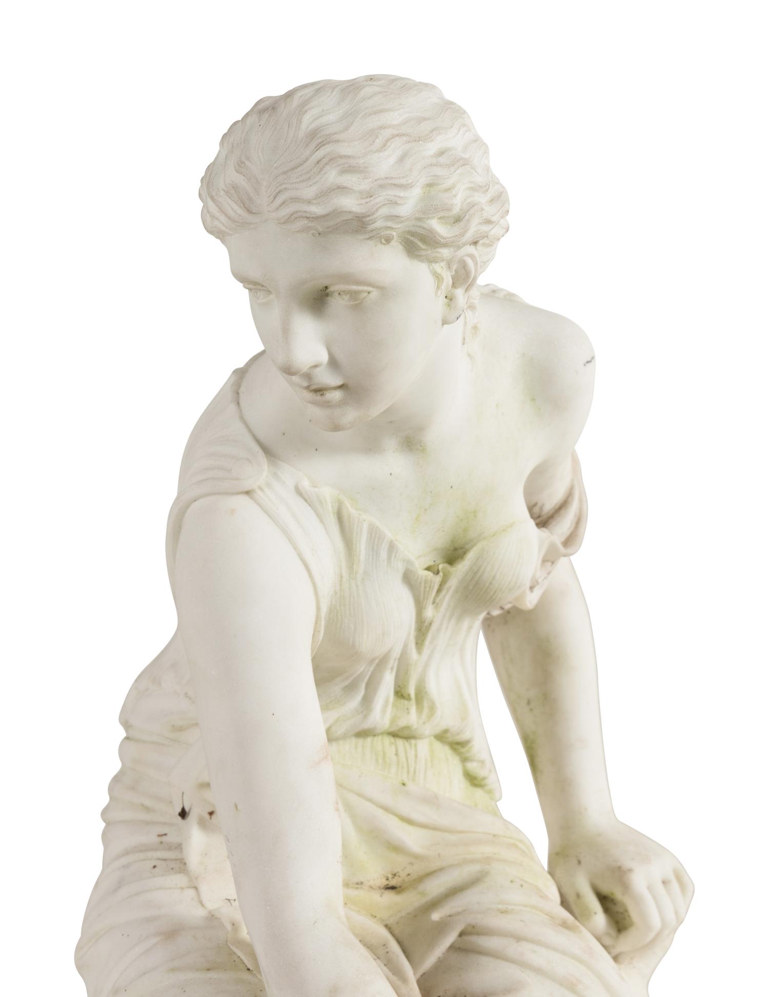 An Italian Carved Marble Figure of Psyche