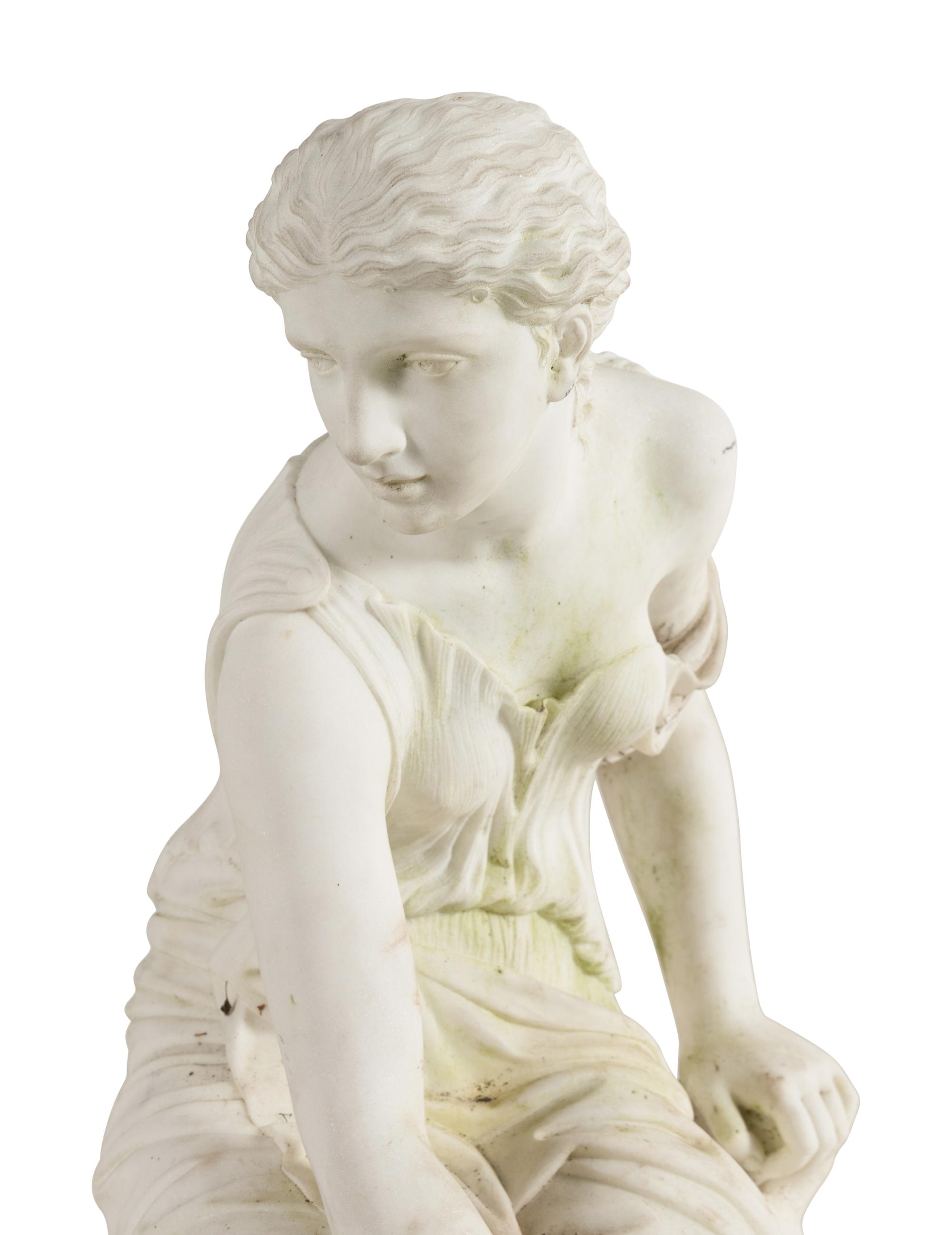 An Italian Carved Marble Figure of Psyche