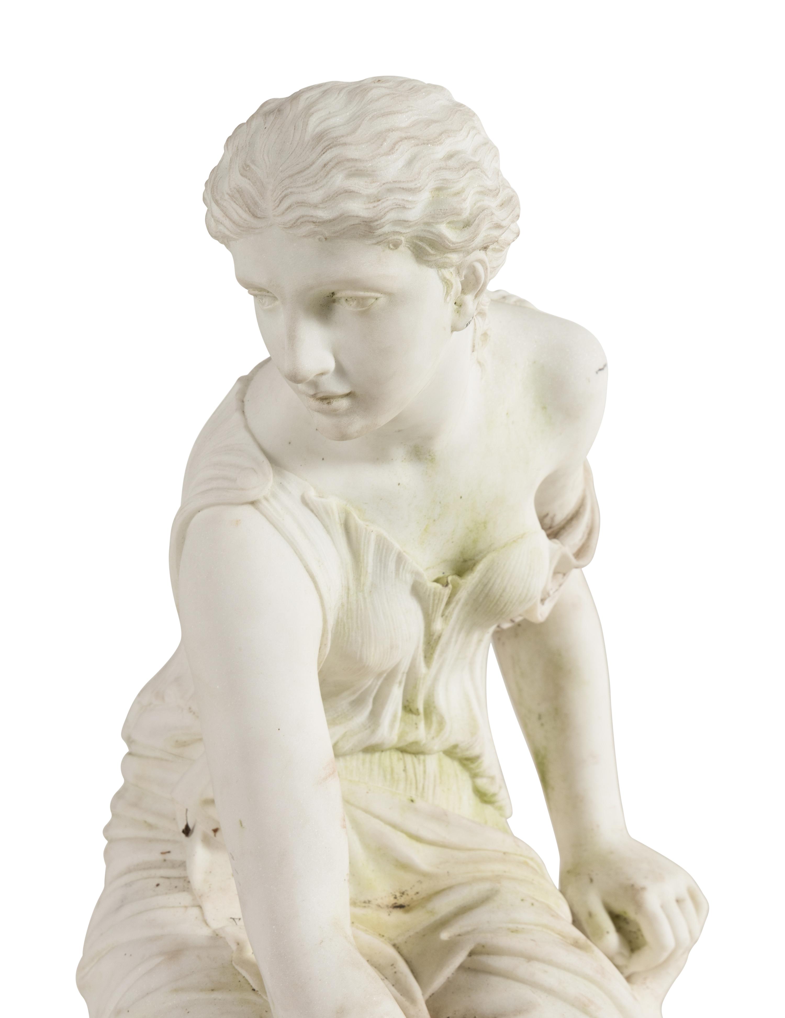 An Italian Carved Marble Figure of Psyche