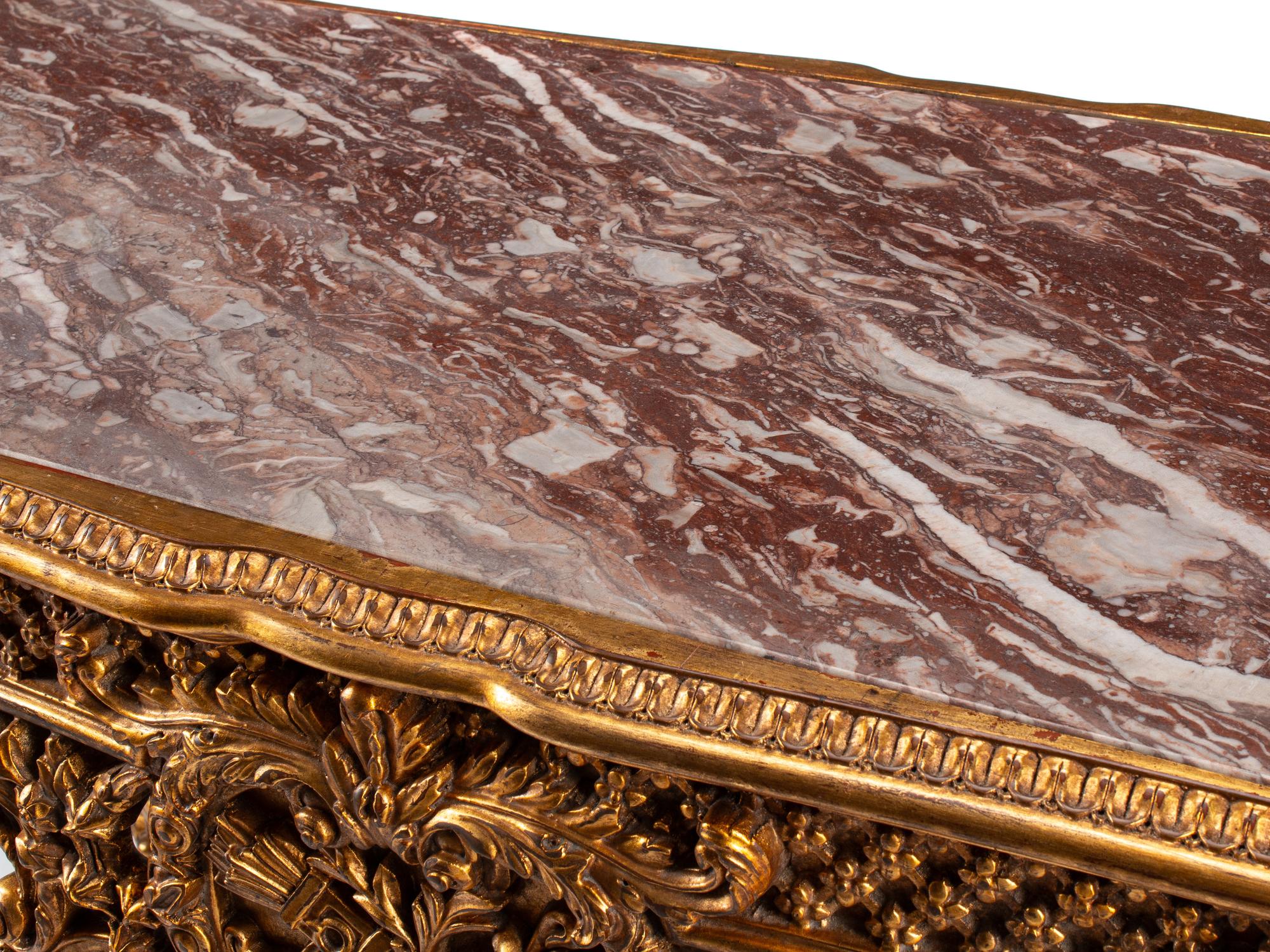 A Régence Style Giltwood Marble-Top Center Table