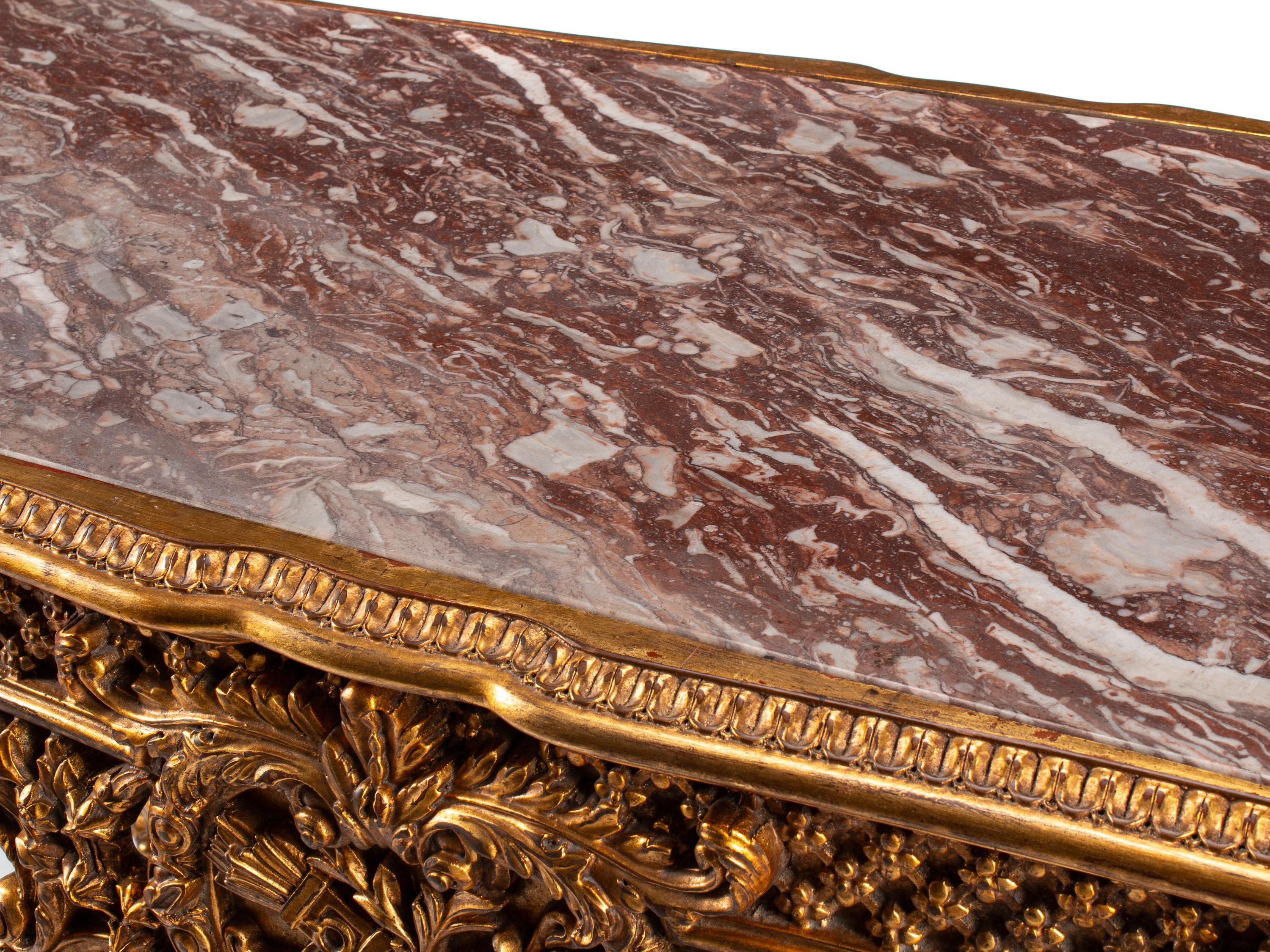 A Régence Style Giltwood Marble-Top Center Table