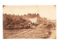 [CIVIL WAR]. A group of 2 albumen photographs of Cold Harbor, Virginia, incl. post-battle scene and Charles A. Dana, Assistant Secretary of War, at camp. [June 1864].