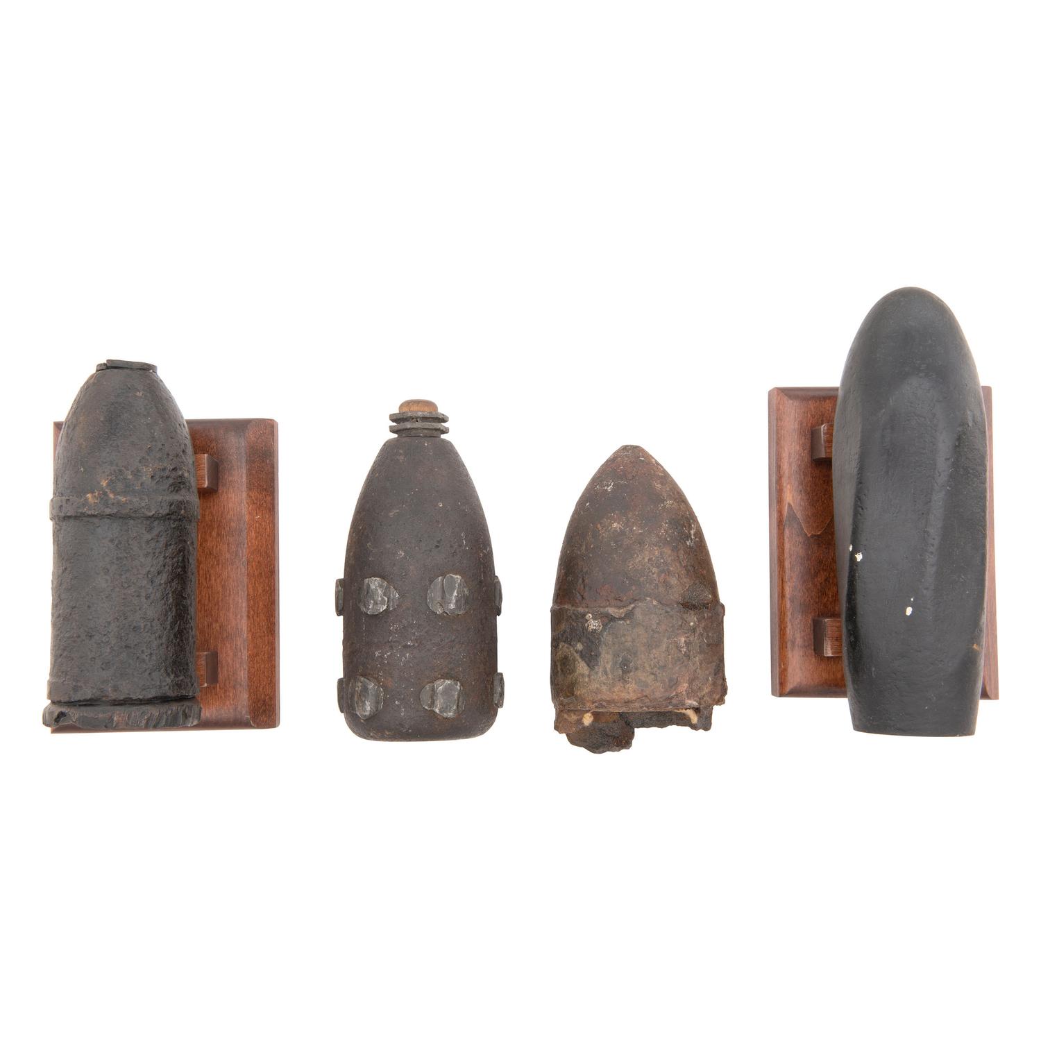 Three Excavated Civil War Artillery Shells: CS Read, 3.8" Hotckiss Bolt and an Armstrong with a Replica Whitworth Bolt