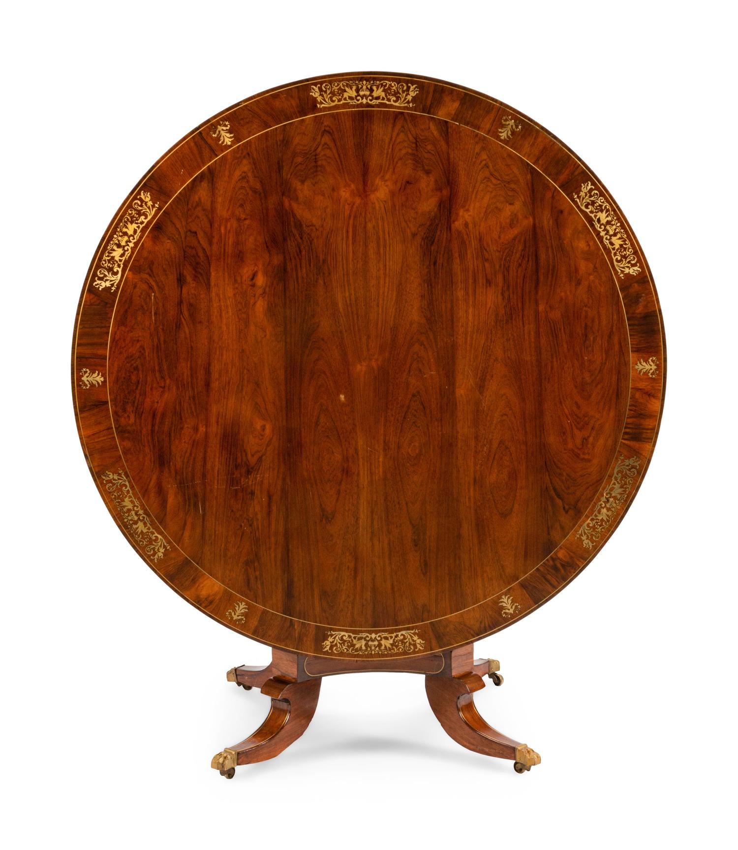 A Regency Brass Inlaid Tilt-Top Breakfast Table