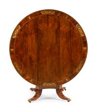 A Regency Brass Inlaid Tilt-Top Breakfast Table