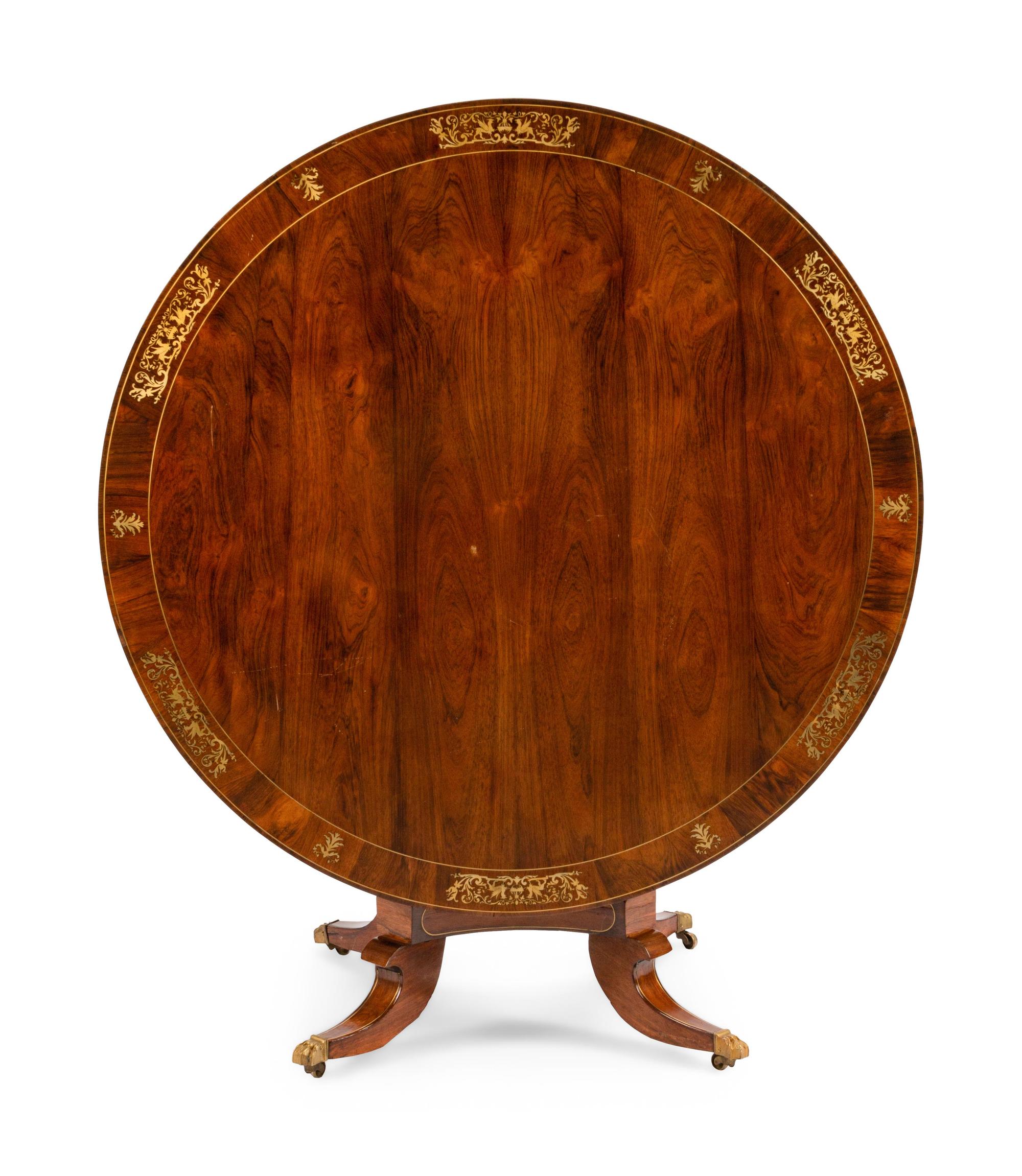 A Regency Brass Inlaid Tilt-Top Breakfast Table