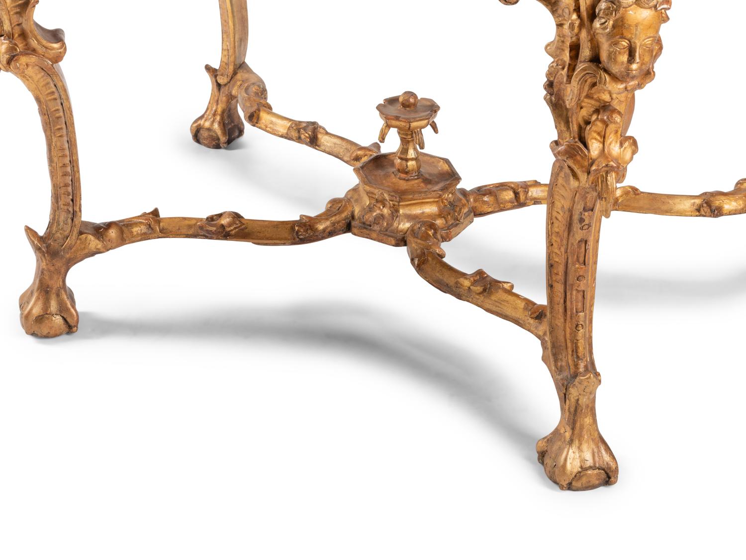 A South Italian Giltwood Marble-Top Console Table