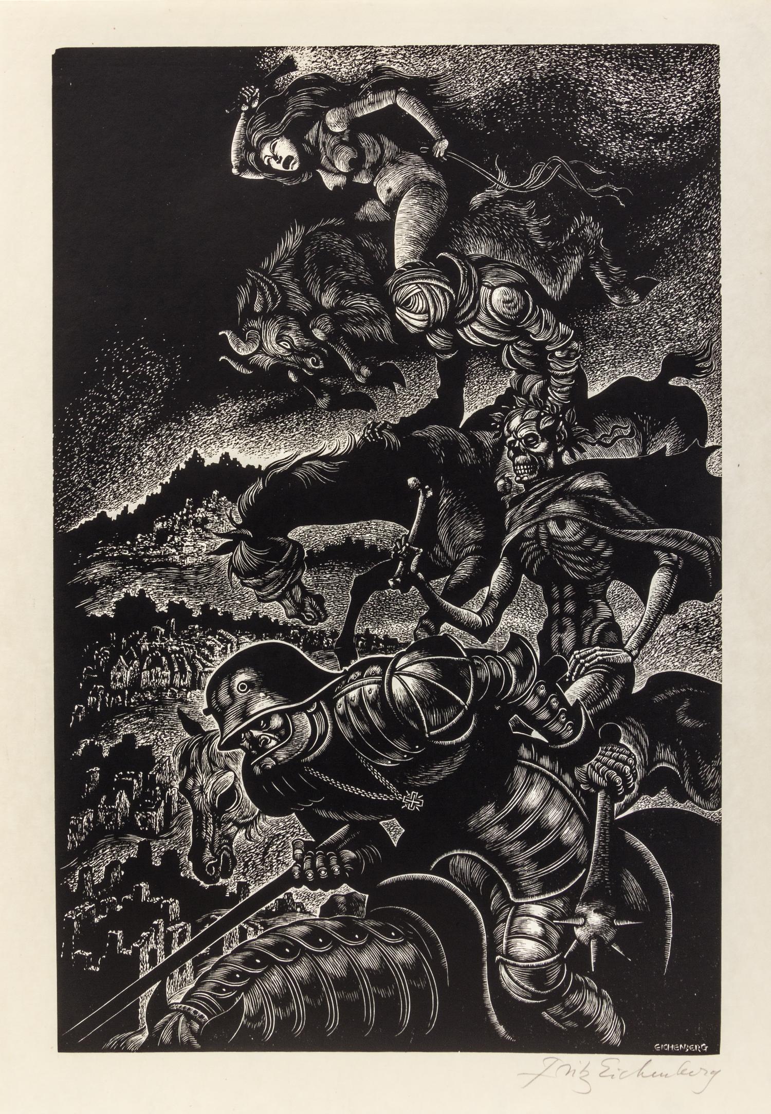 Fritz Eichenberg, (American, 1901-1990), In Praise of Folly, 1972 (portfolio of 10 with text and justification)