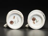 Two Porcelain Shaving Mugs Depicting Automobiles with Drivers