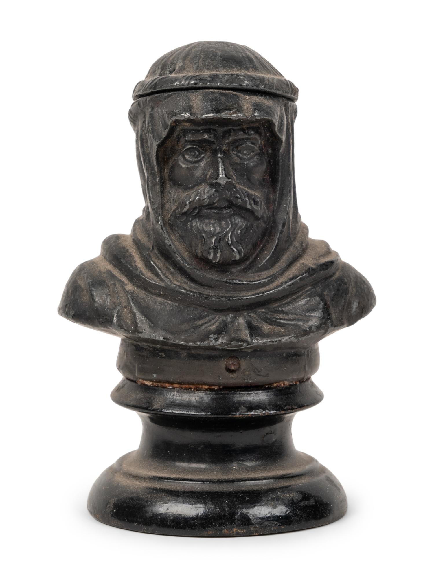 Four Continental Cast Metal Inkwells