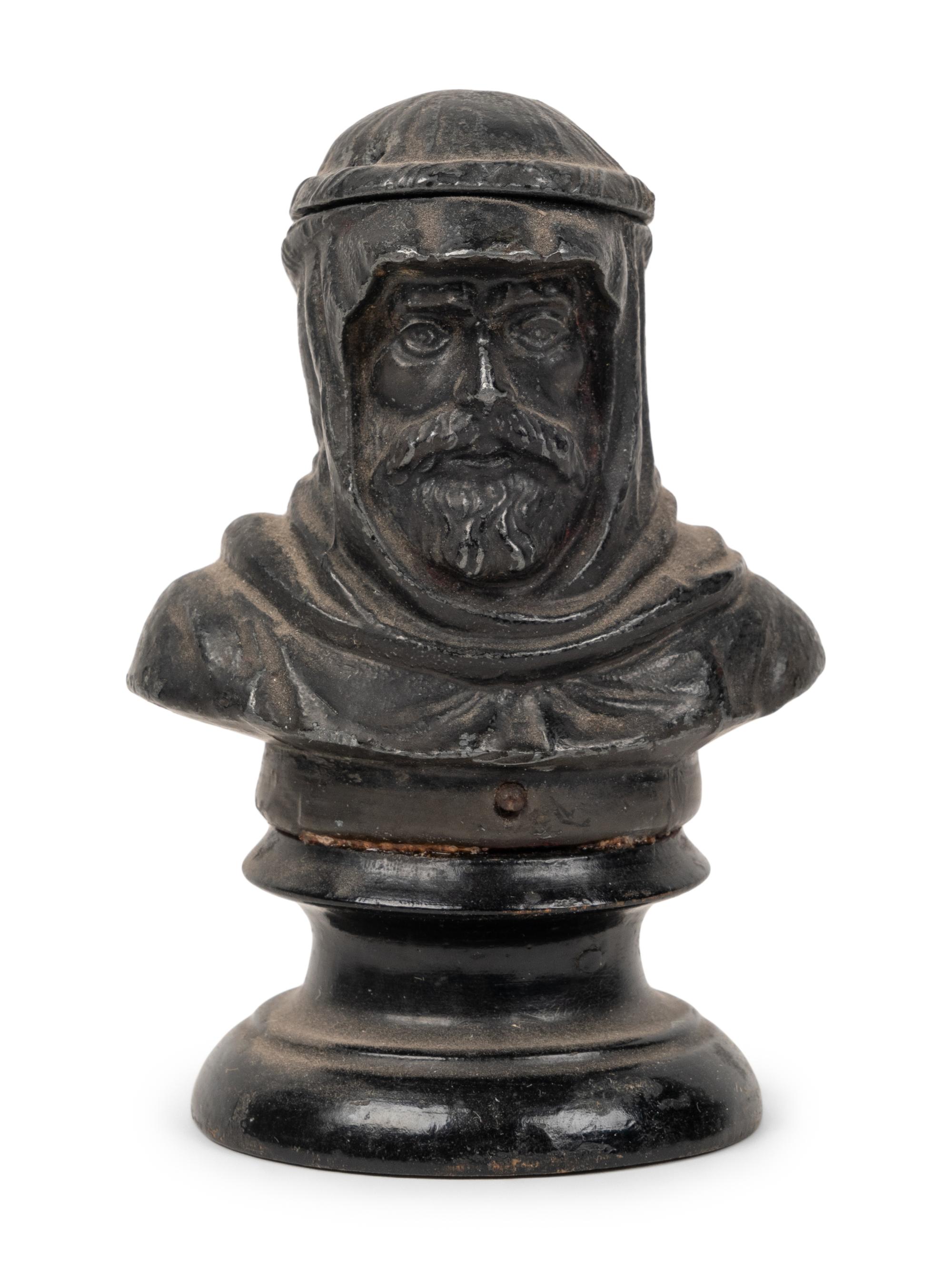 Four Continental Cast Metal Inkwells