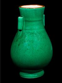 A Chinese Crackled Green Glazed Porcelain Hu Vase
