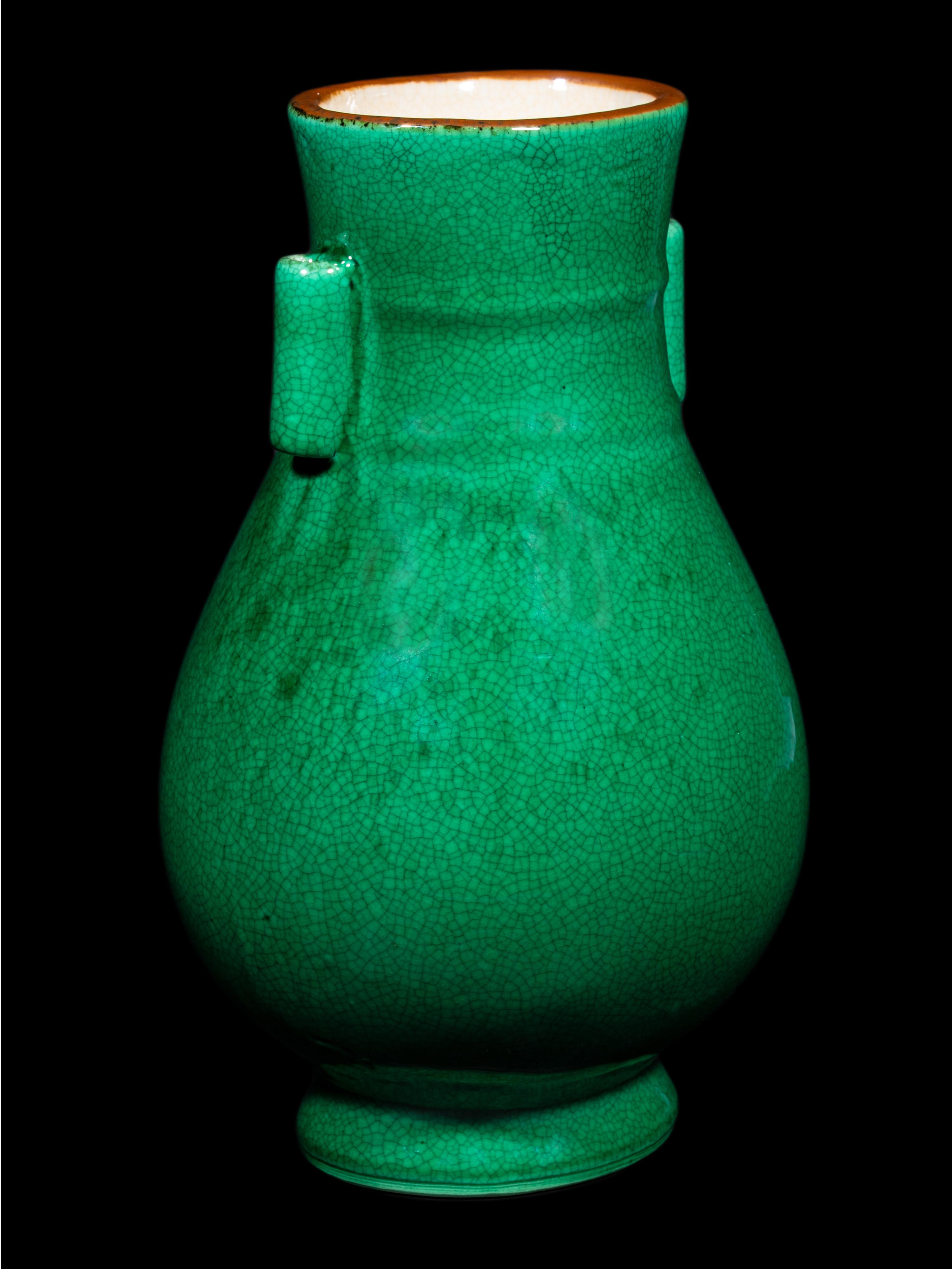 A Chinese Crackled Green Glazed Porcelain Hu Vase