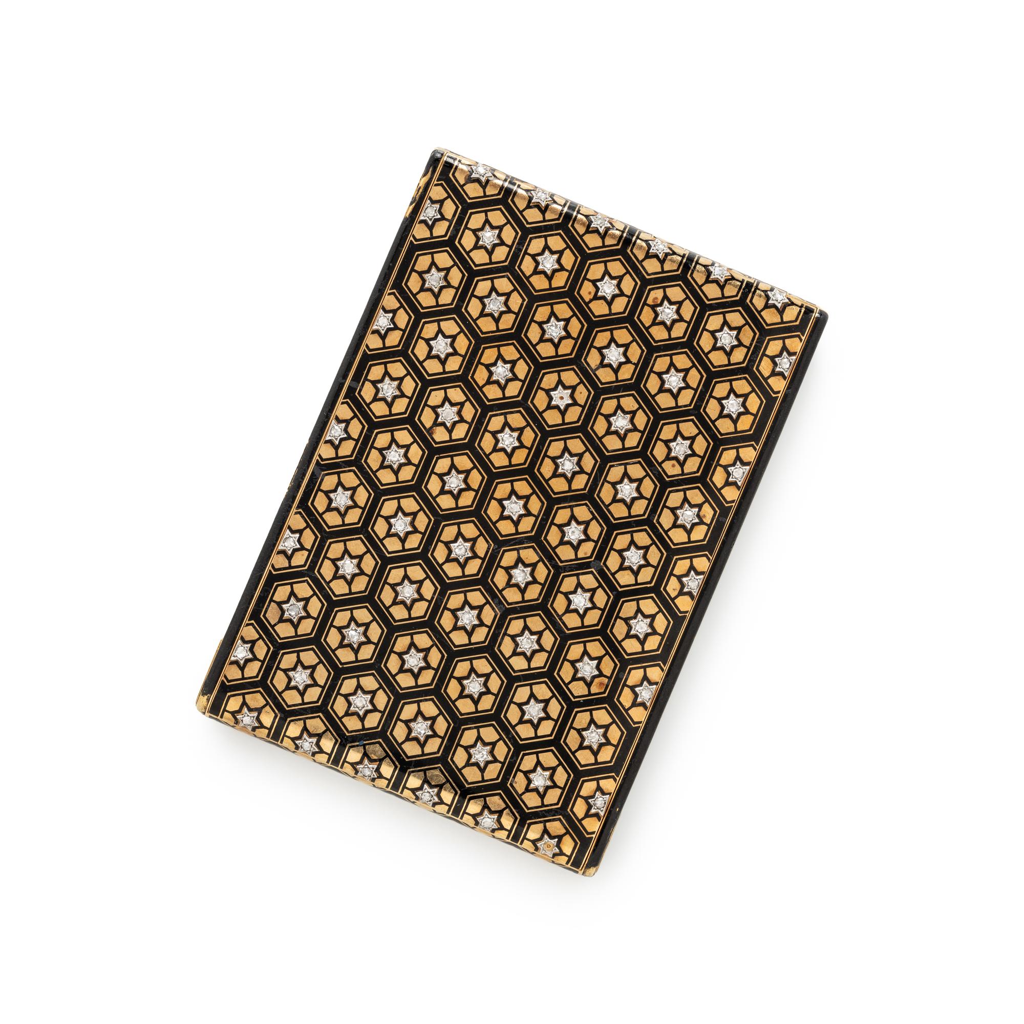 CARTIER, YELLOW GOLD, ENAMEL AND DIAMOND CIGARETTE CASE