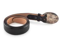 Sterling Silver Pictograph Belt Buckle, with 14K Gold Accents and Turquoise Cabochon
