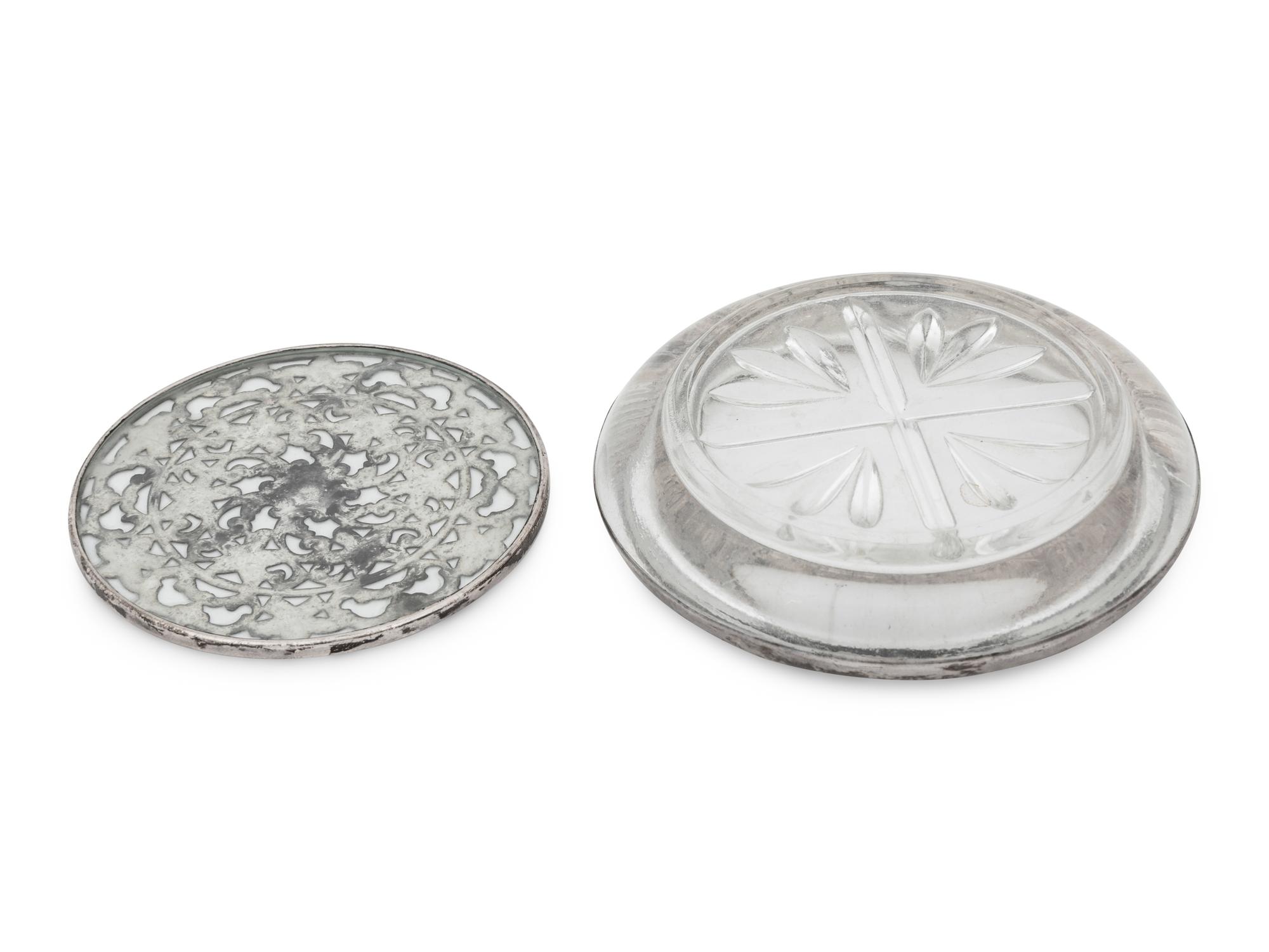 Twenty Glass and Silver Coasters