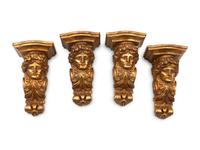 A Set of Four Italian Giltwood Wall Brackets