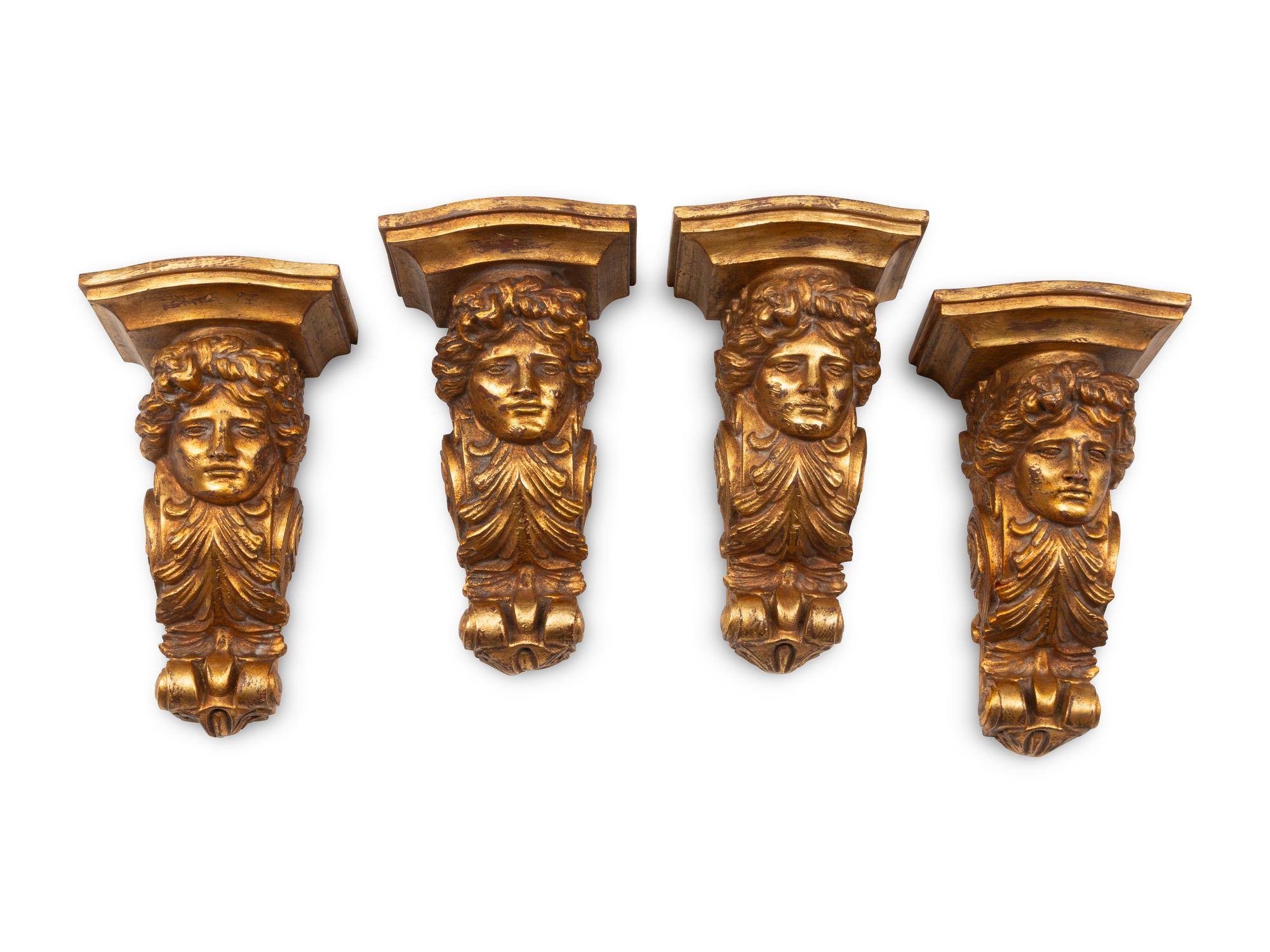 A Set of Four Italian Giltwood Wall Brackets