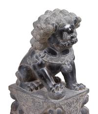 A Pair of Chinese Carved Stone Temple Lions