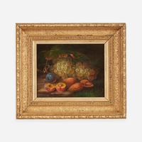 George Forster (American, 1817–1896) Still Life with Grapes, Plums, and Almonds in a Landscape